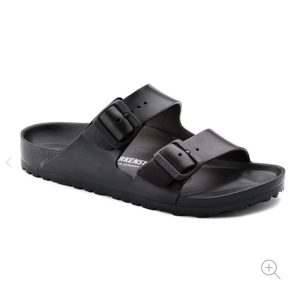 Birkenstock Other - Birkenstock sandals two strap rubber black the Arizona cork slip on slides SZ 12